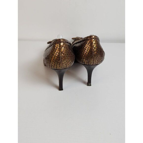 Delman Gold Snake Skin Design Vintage Shoes, Size 7.5 - Picture 3 of 8
